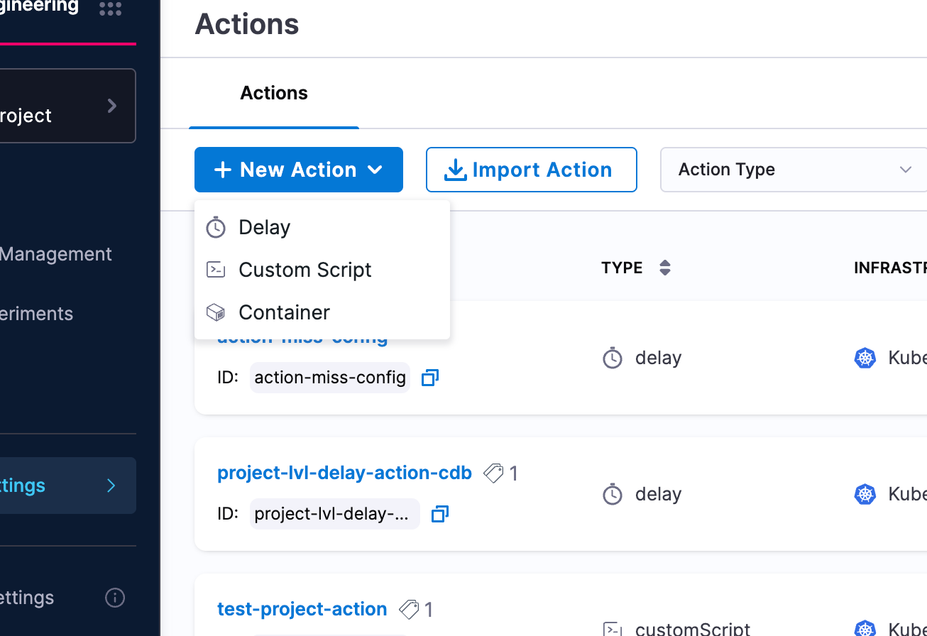 create container action